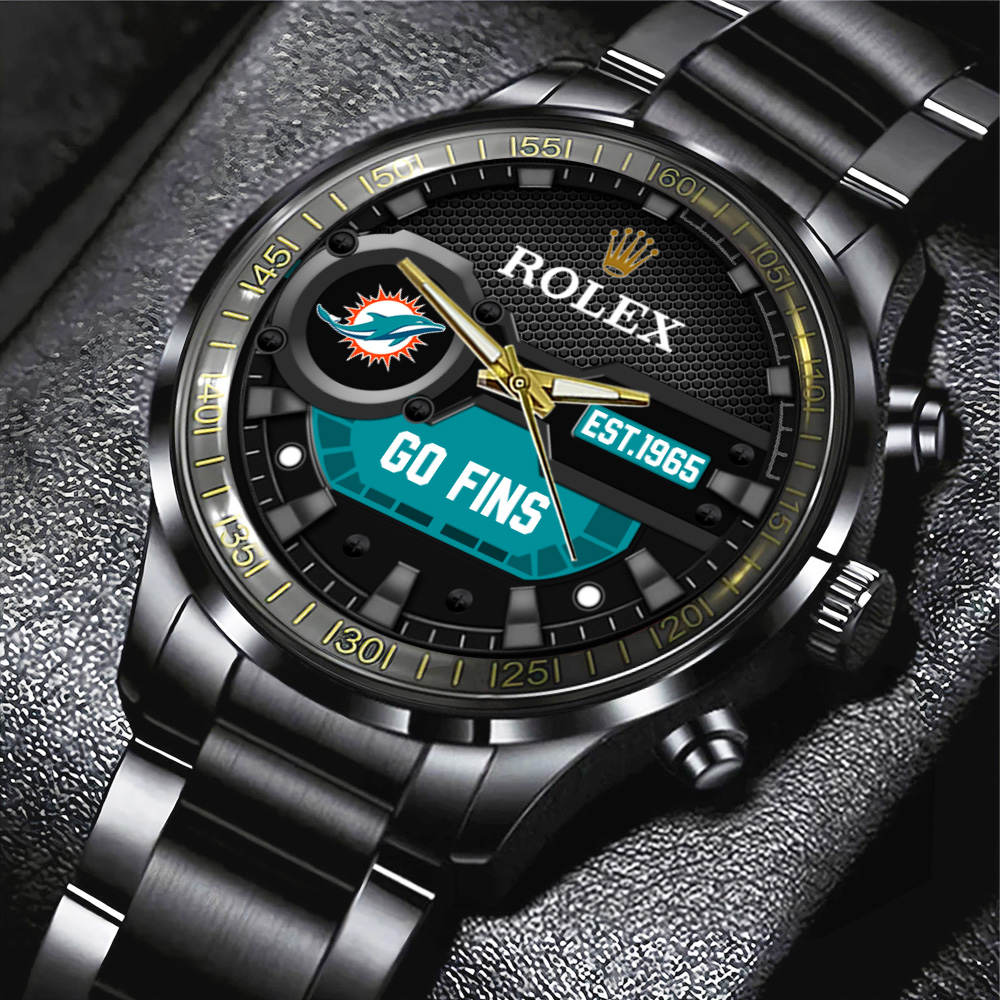 Miami Dolphins Rolex Black Stainless Steel Watch MAITM13214 1