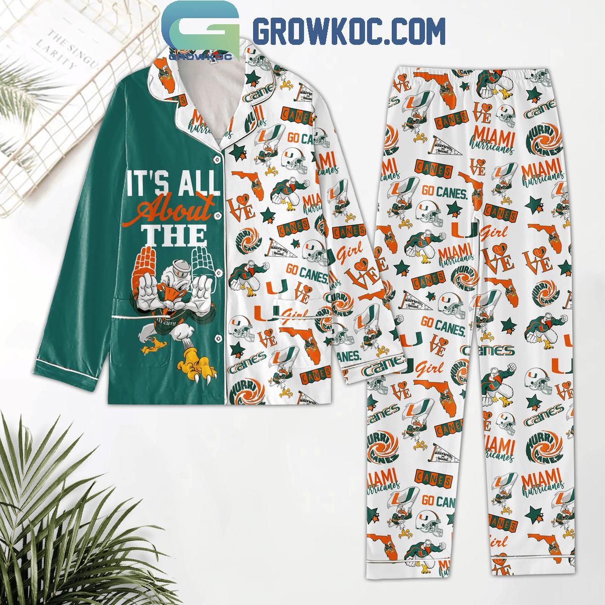 Miami Hurricanes Girl Loves Canes Polyester Pajamas Set 1 VbgEZ