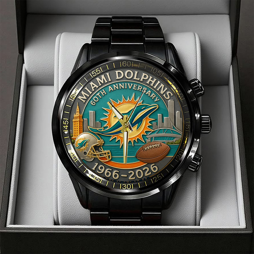 Miami Dolphins Black Stainless Steel Watch TANTN16805 mk1