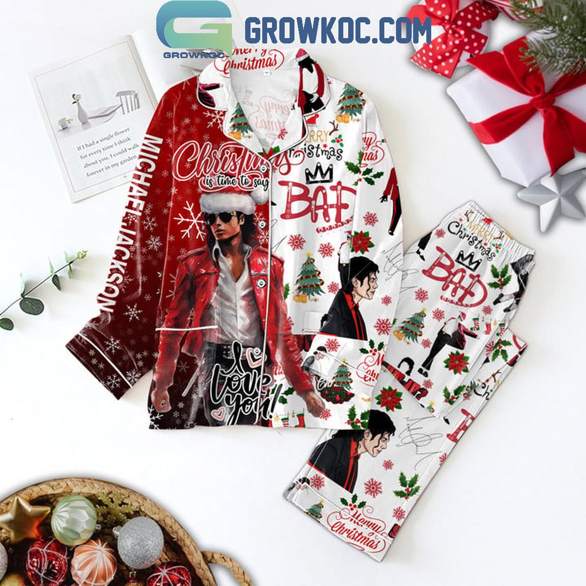 Michael Jackson Christmas Is Time To Say Loving You Polyester Pajamas Set 1 GVxt1