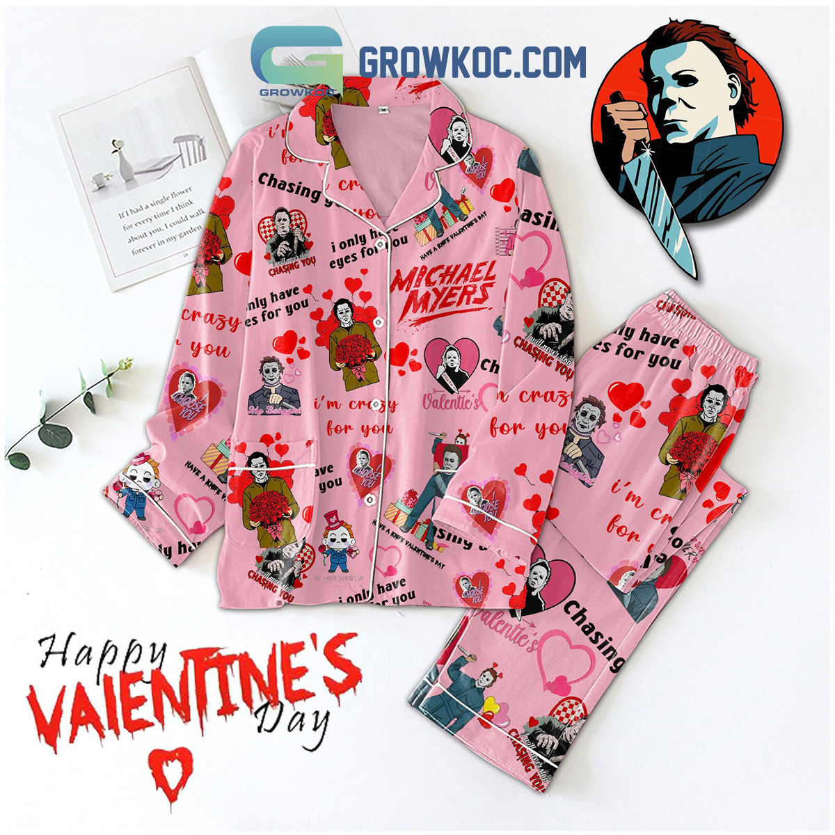 Michael Myers My Valentine Polyester Pajamas Set2B1 KQhW0