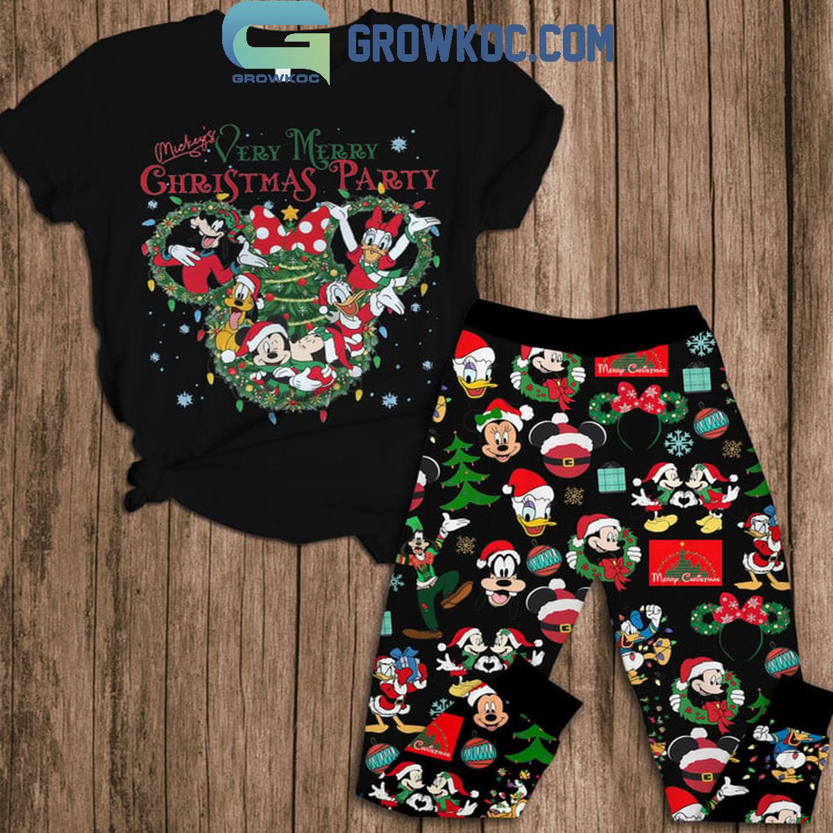 Mickey Very Merry Christmas Party Black Fleece Pajamas Set 1 0e6fi