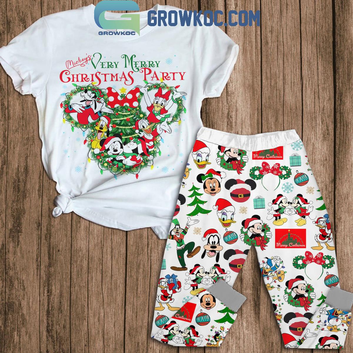 Mickey Very Merry Christmas Party White Fleece Pajamas Set 1 4LHCB