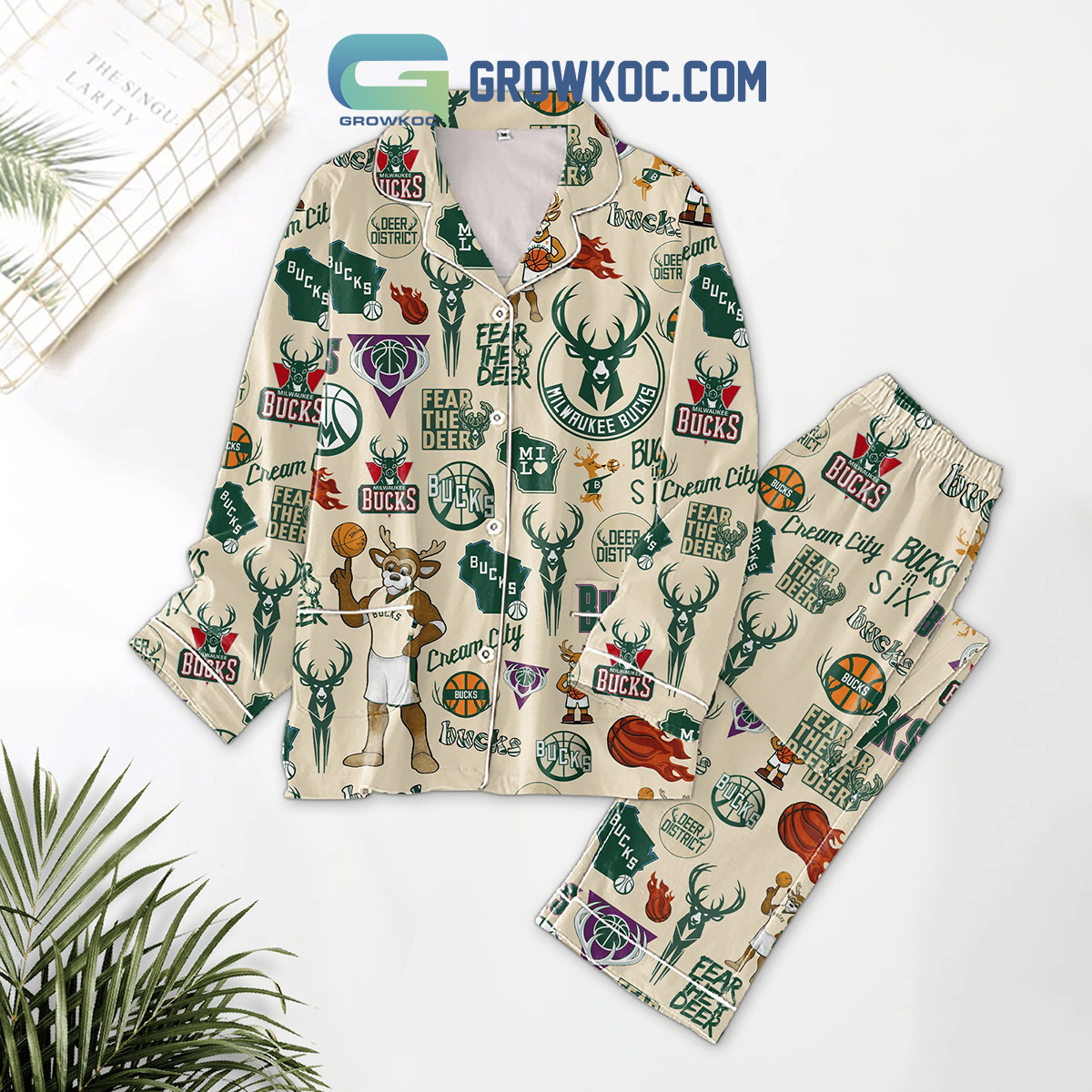 Milwaukee Bucks Fear The Deer Polyester Pajamas Set2B1 bZpIc
