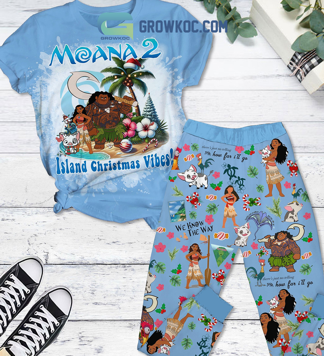 Moana 2 Island Christmas Vibes 2024 Fleece Pajamas Set2B1 Gdxry