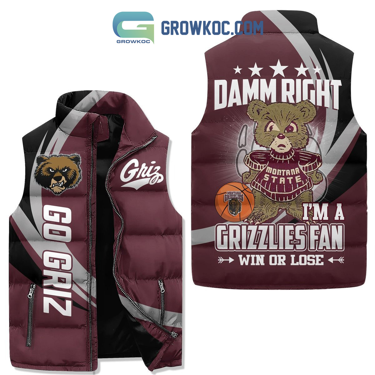Montana Grizzlies Fan Win Or Lose Sleeveless Puffer Jacket2B1 2zcfH