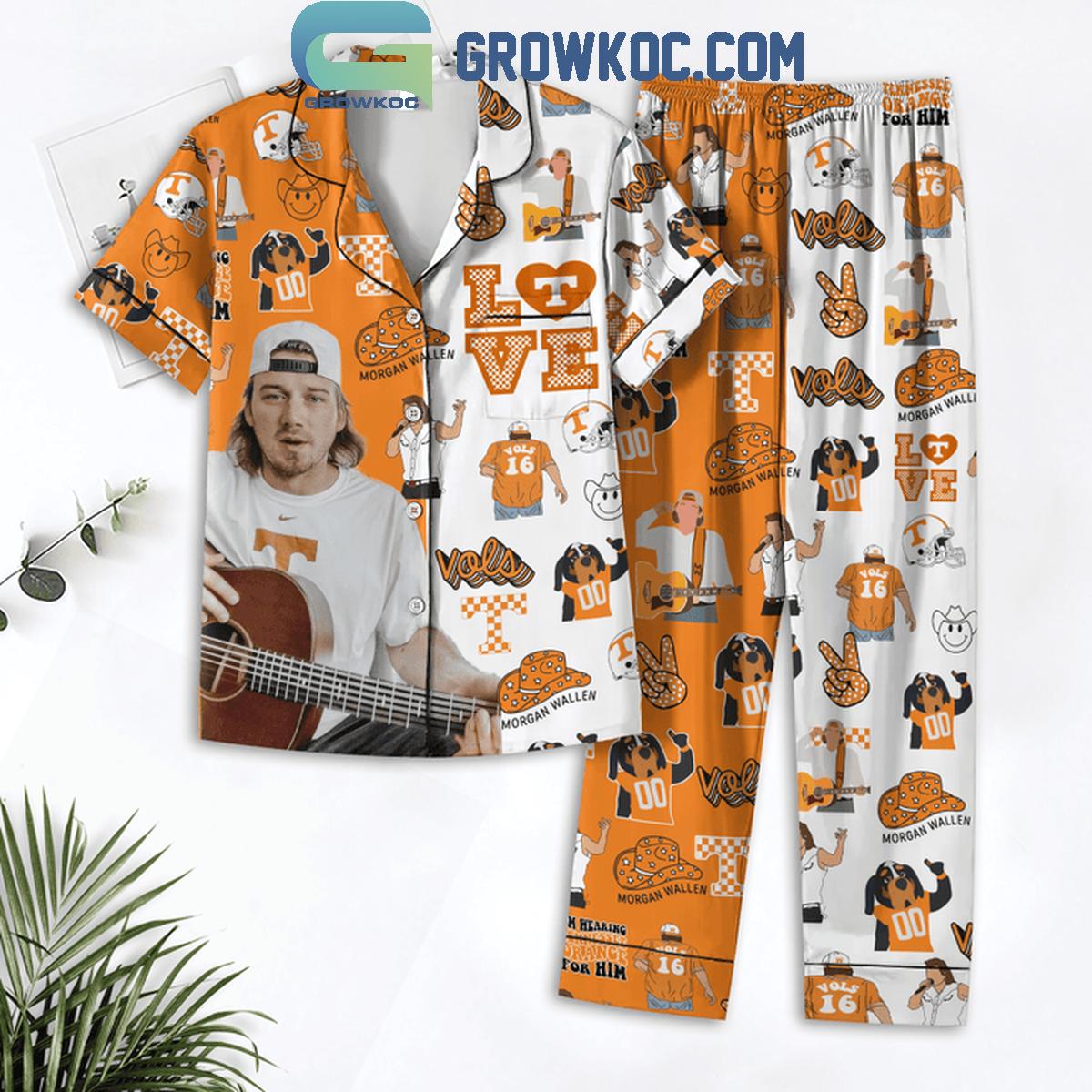 Morgan Wallen Love Tennessee Volunteers Polyester Pajamas Set 1 GWh4N