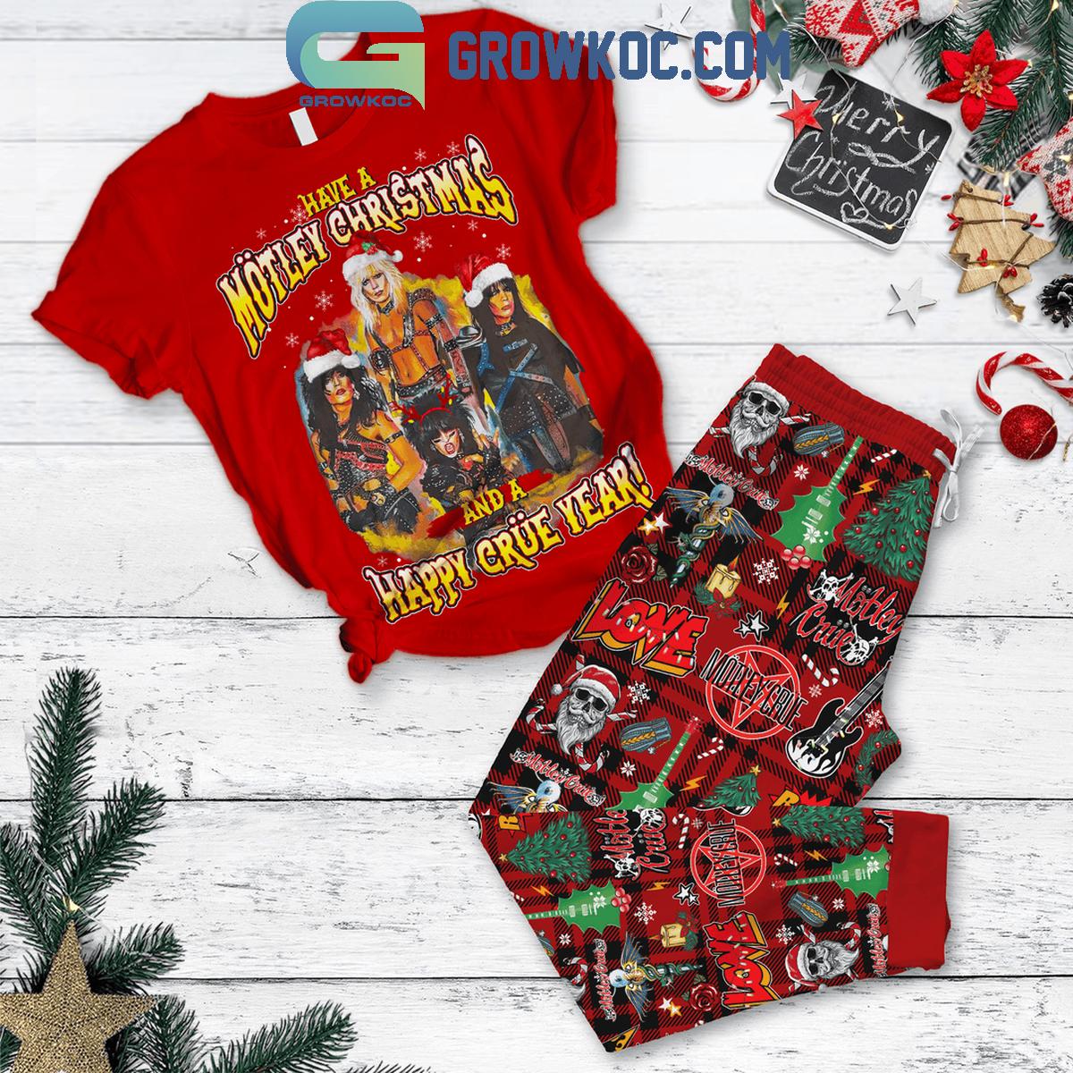 Motley Crue Have A Merry 2024 Christmas Fleece Pajamas Set 1 hAtwP