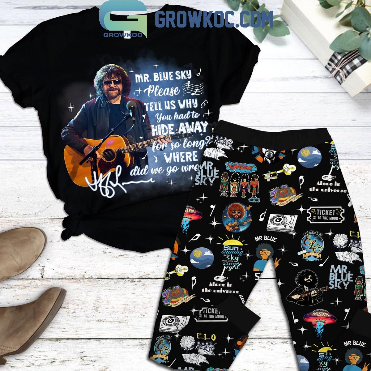 Mr. Blue Sky Please Tell Us Why You Had To Hide Away Fleece Pajamas Set 1 mAM5c