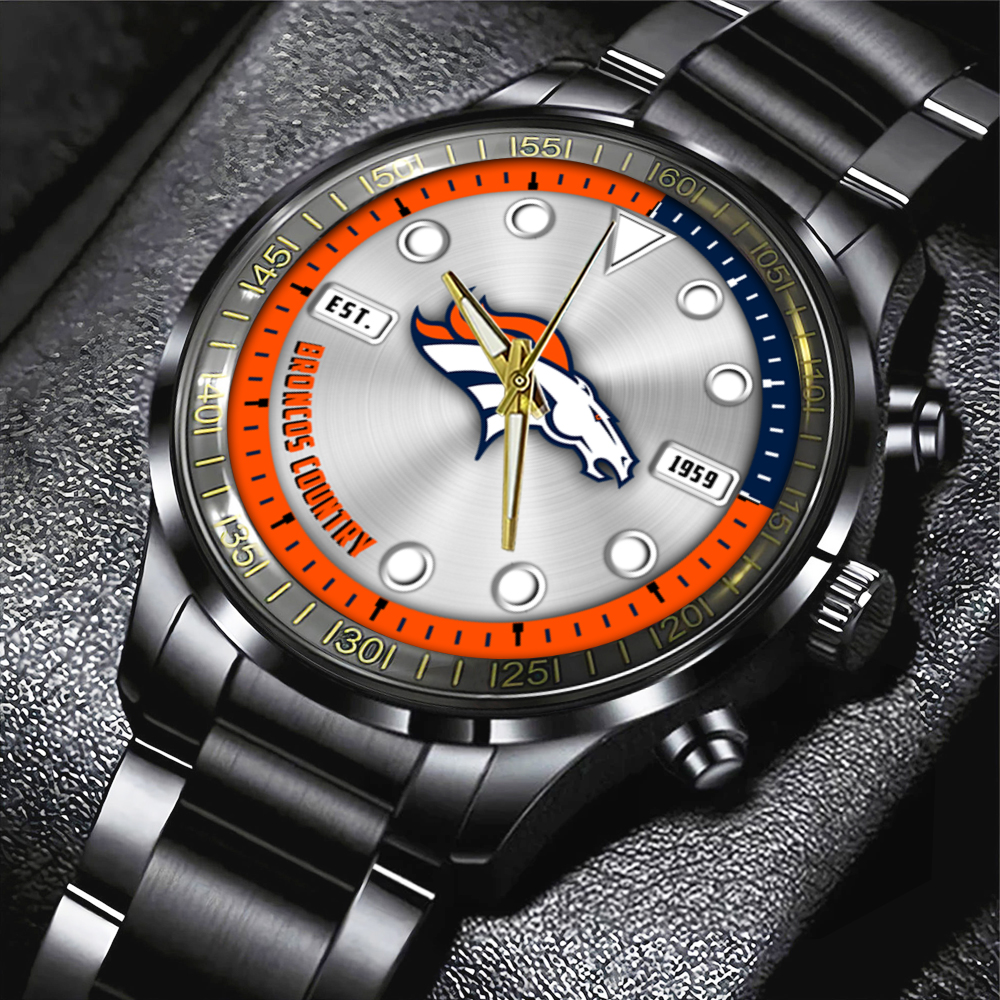 NFL Denver Broncos Black Stainless Steel Watch Collection HOATT12941