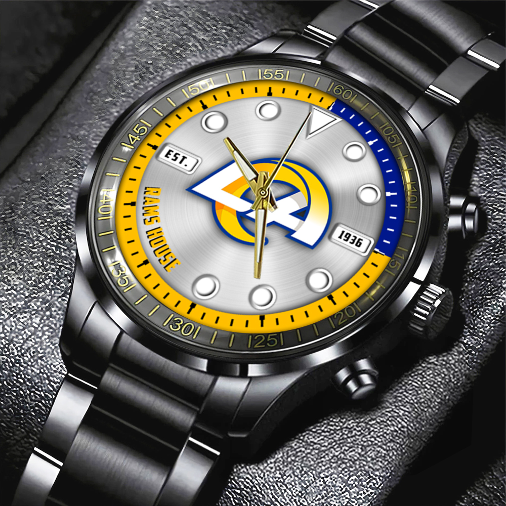 NFL Los Angeles Rams Black Stainless Steel Watch Collection HOATT12950