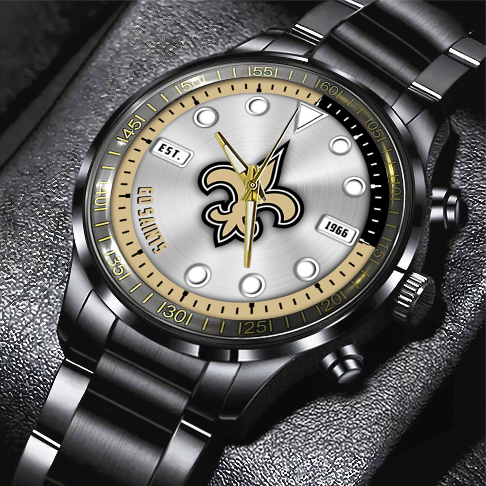 NFL New Orleans Saints Black Stainless Steel Watch Collection HOATT12954
