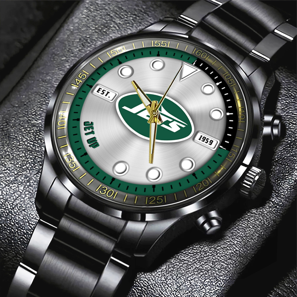 NFL New York Jets Black Stainless Steel Watch Collection HOATT12956