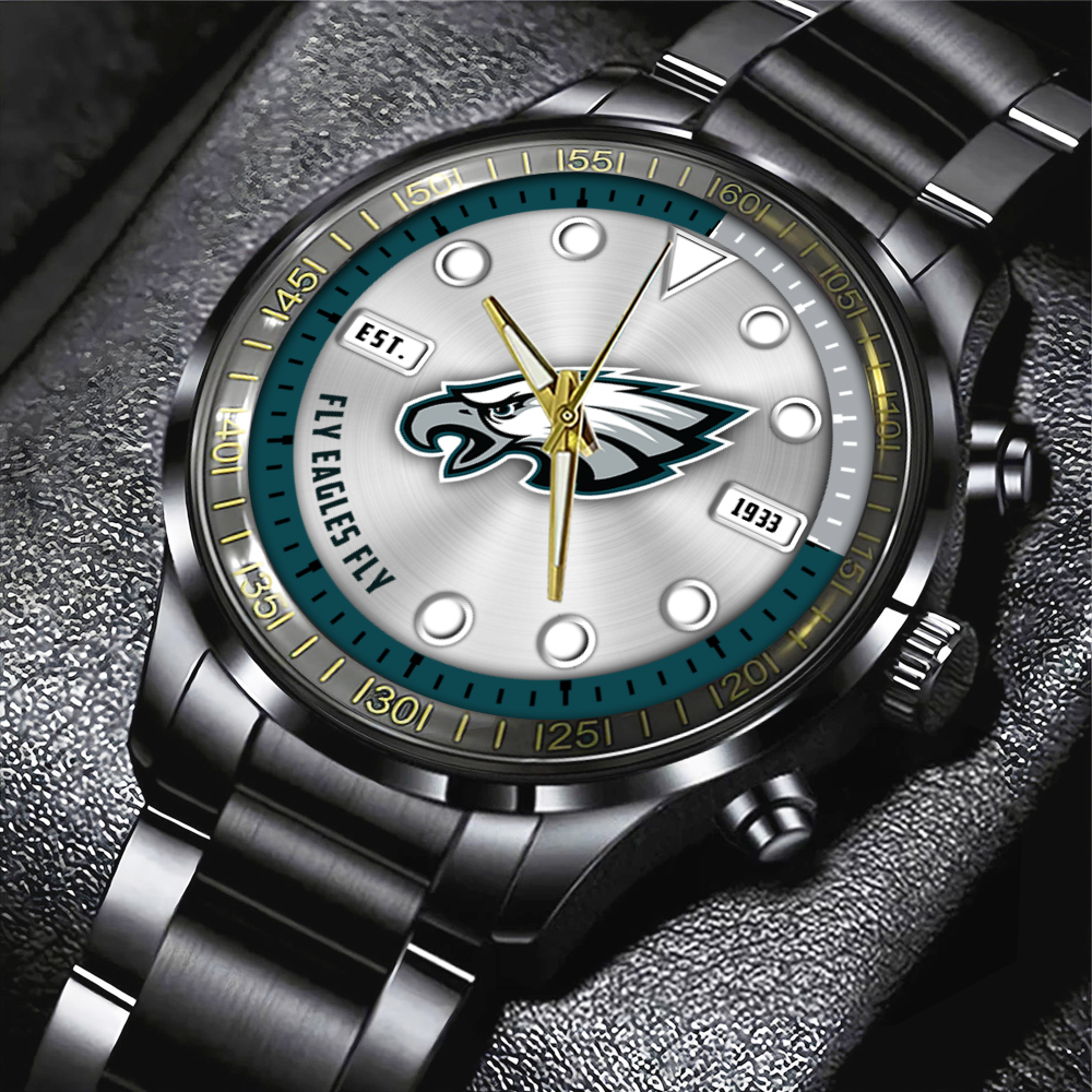 NFL Philadelphia Eagles Black Stainless Steel Watch Collection HOATT12957