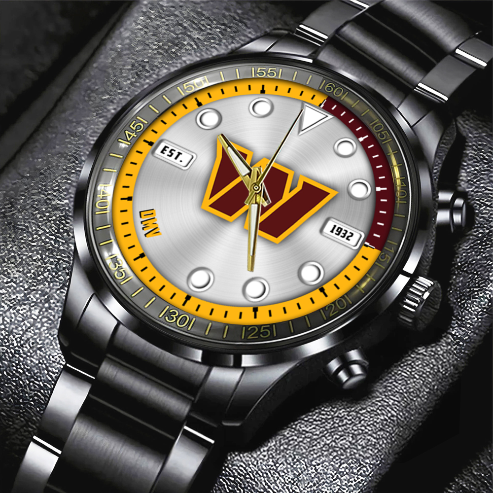 NFL Washington Commanders Black Stainless Steel Watch Collection HOATT12963