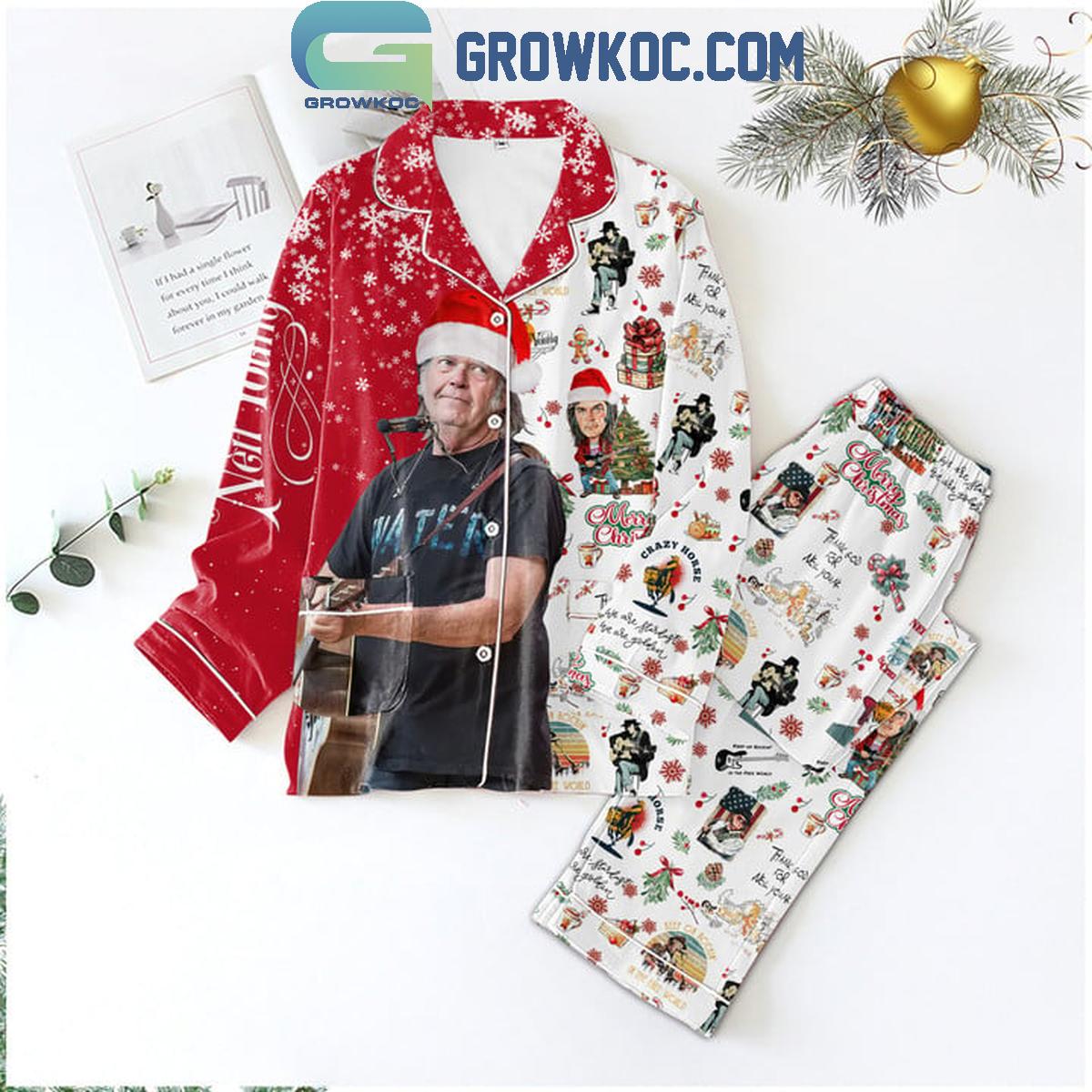 Neil Young Christmas Thank God For Neil Young Polyester Pajamas Set 1 Vezlx