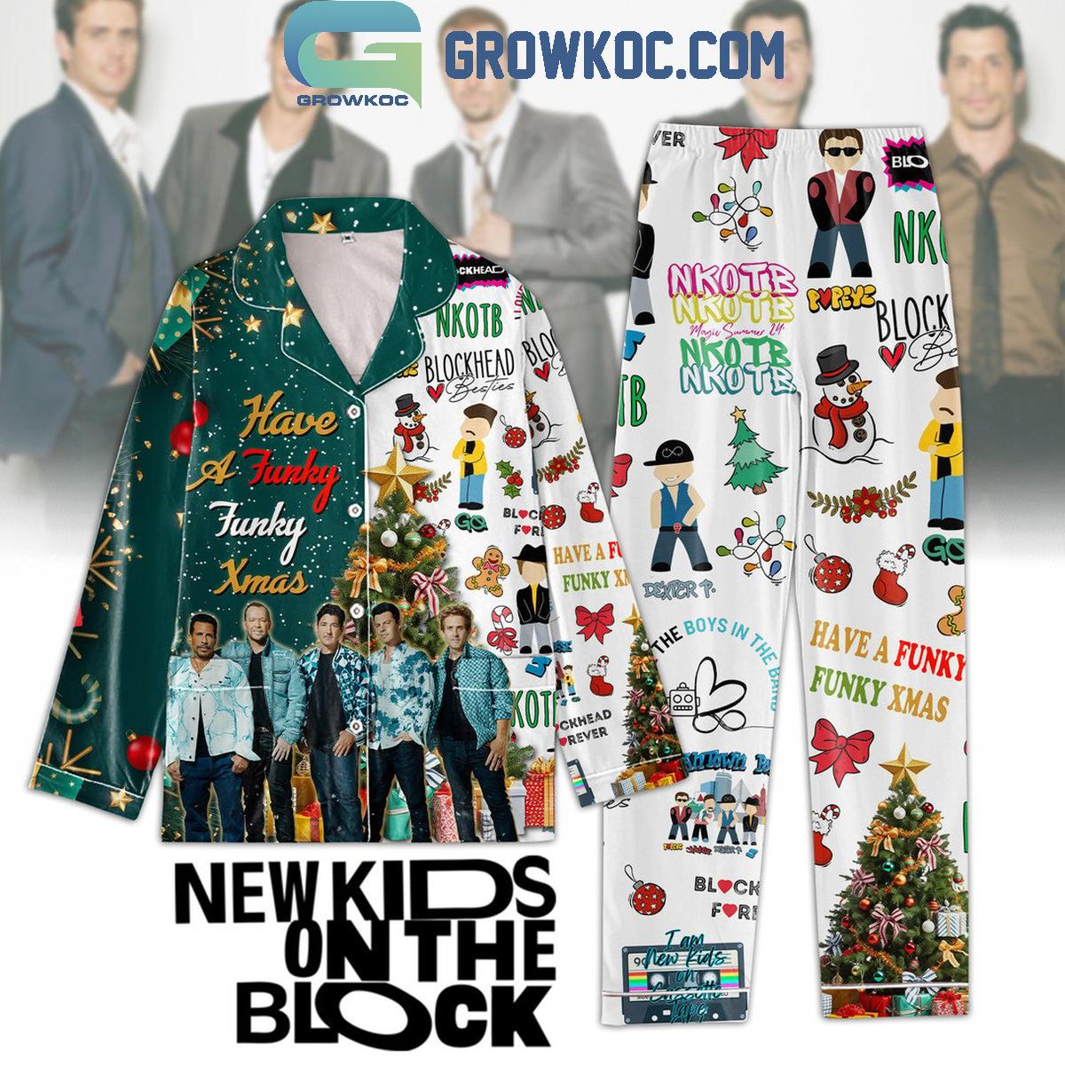 New Kids On The Block Christmas Have A Funky Xmas Polyester Pajamas Set 1 7nNBT