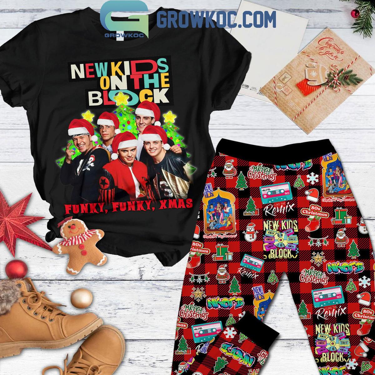 New Kids On The Block NKOTB Christmas Funky Funky Xmas 2024 Fleece Pajamas Set 1 Tl4pU