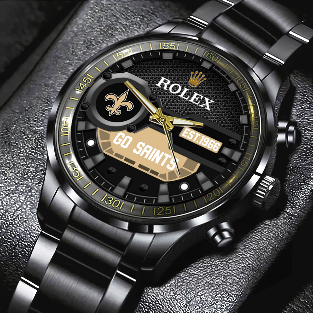 New Orleans Saints 1966 Rolex Black Stainless Steel Watch MAITM13217C