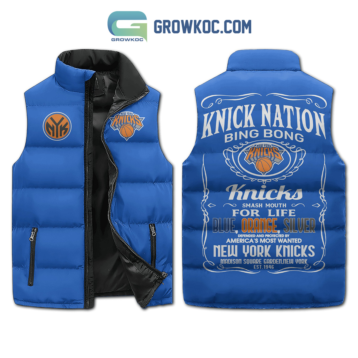New York Knicks Bing Bong Fan Sleeveless Puffer Jacket2B1 BXTKz