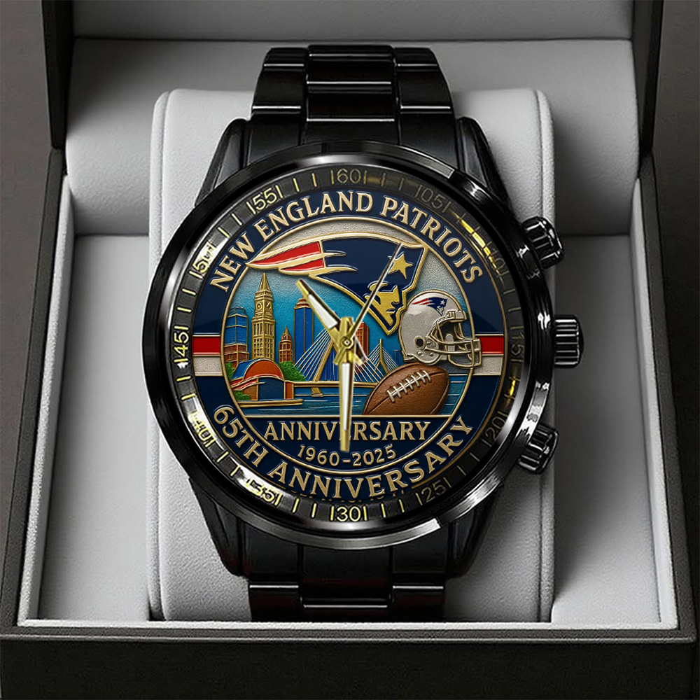 New England Patriots Black Stainless Steel Watch TANTN16811 mk1