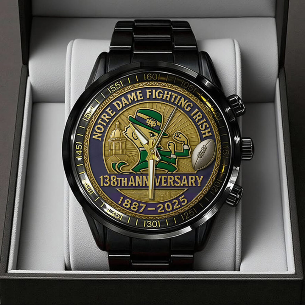 Notre Dame Fighting Irish 138th Anniversary 2025 Black Stainless Steel Watch TANTN16142 mk1 1024x1024 1