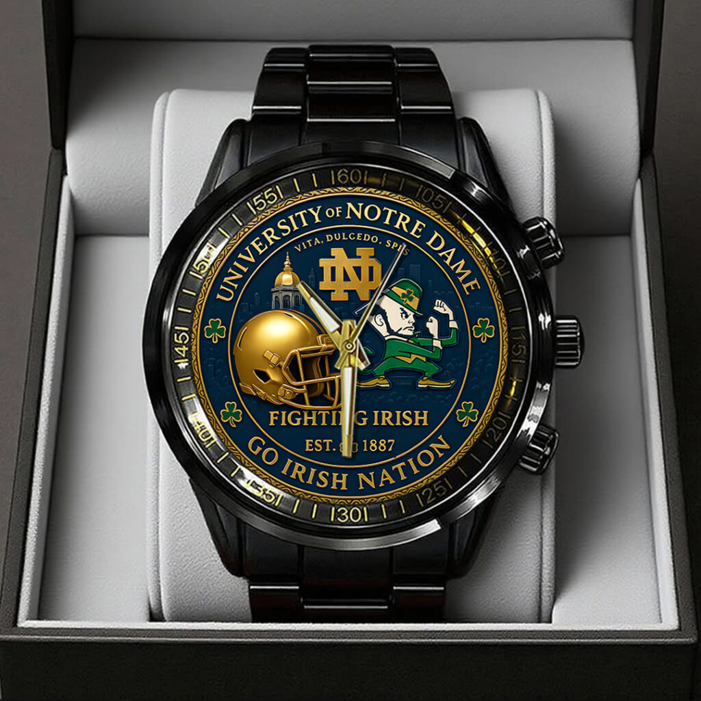 Notre Dame Fighting Irish Football 138th Anniversary 2025 Black Stainless Steel Watch TANTN16197 mk1 1024x1024 1