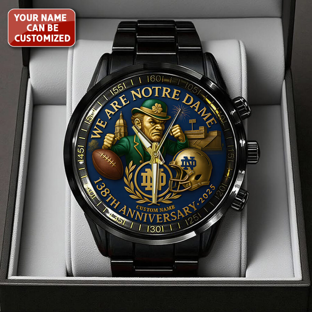 Notre Dame Fighting Irish Football 138th Anniversary 2025 Black Stainless Steel Watch TANTN16199 mk1 1024x1024 1