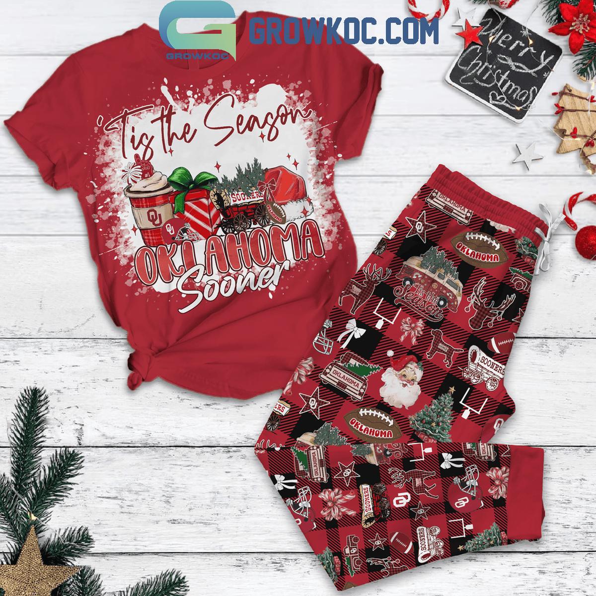 Oklahoma Sooners Tis The Season Merry Christmas Fleece Pajama Set 1 I3Zzf