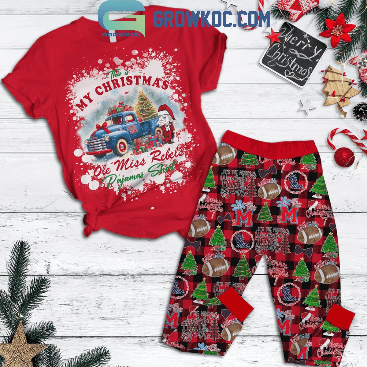 Ole Miss Rebels This Is My Christmas Movie Watching Shirt Fleece Pajamas Set 1 GGiZ8