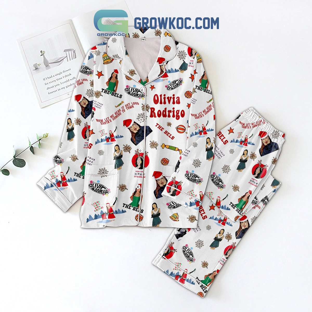 Olivia Rodrigo How Let Hear It Put Loud Santas Coming To Town Pajamas Set2B1 jQThp