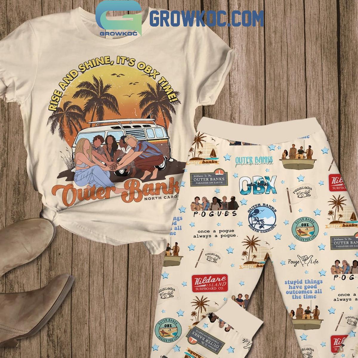 Outer Bank North Carolina Rise And Shine Fleece Pajama Set 1 oa94H