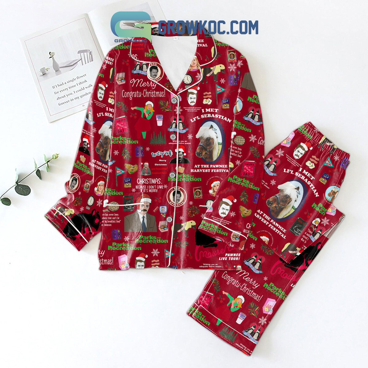 Parks And Recreation Merry Congratu Christmas Pajamas Set2B1 MBs9e