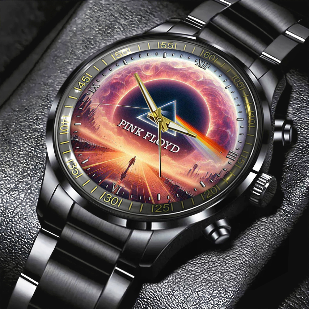 Pink Floyd Black Stainless Steel Watch GNE401 1