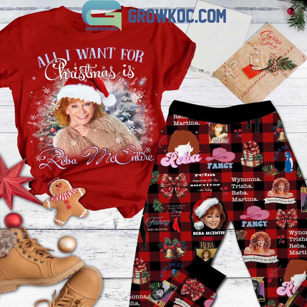 Reba McEntire Is All I Want For Fancy Christmas Fleece Pajamas Set 1 AdGQl