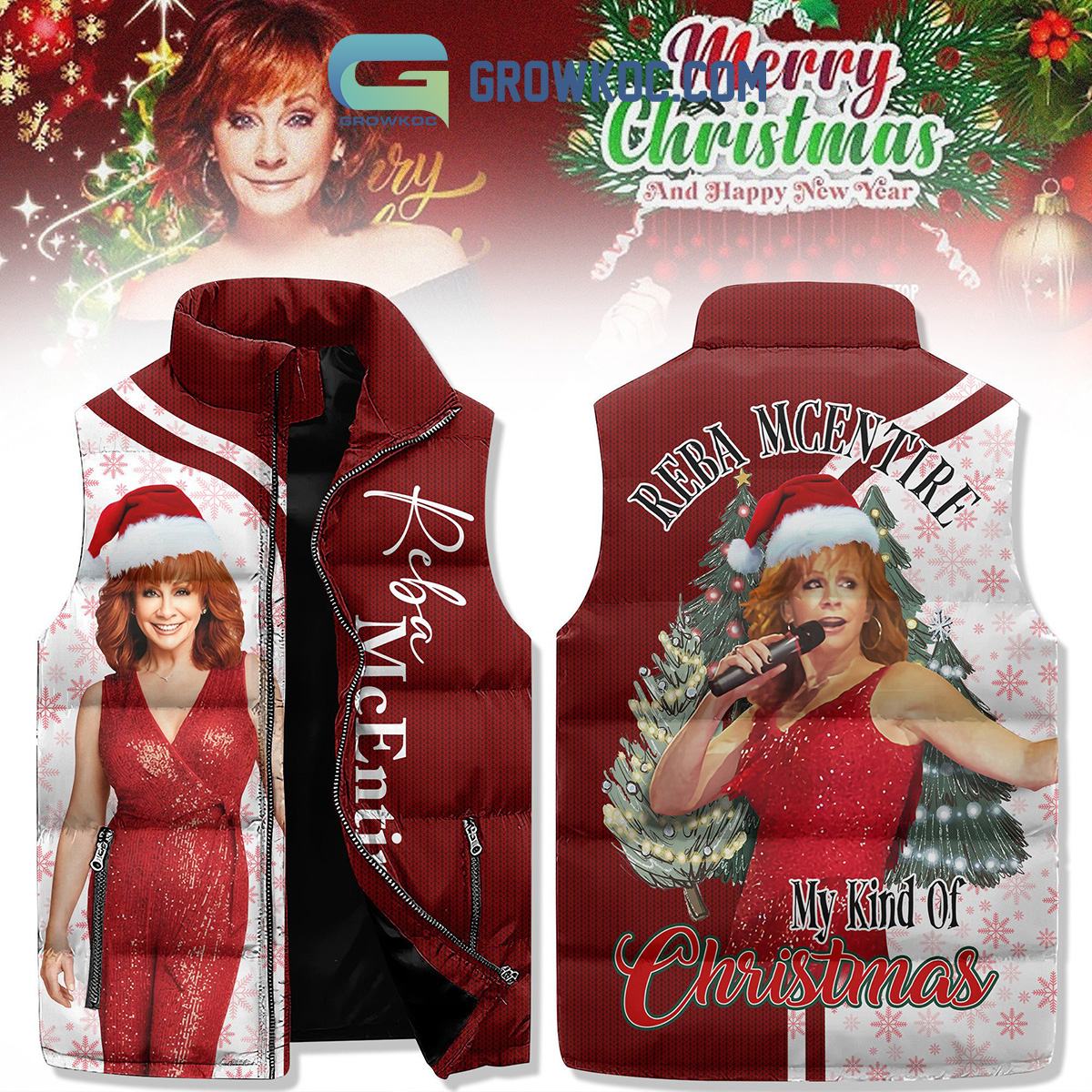 Reba My Kind Of Christmas Fancy Like Reba McEntire Holidays Winter Sleeveless Puffer Jacket2B1 nQXjB