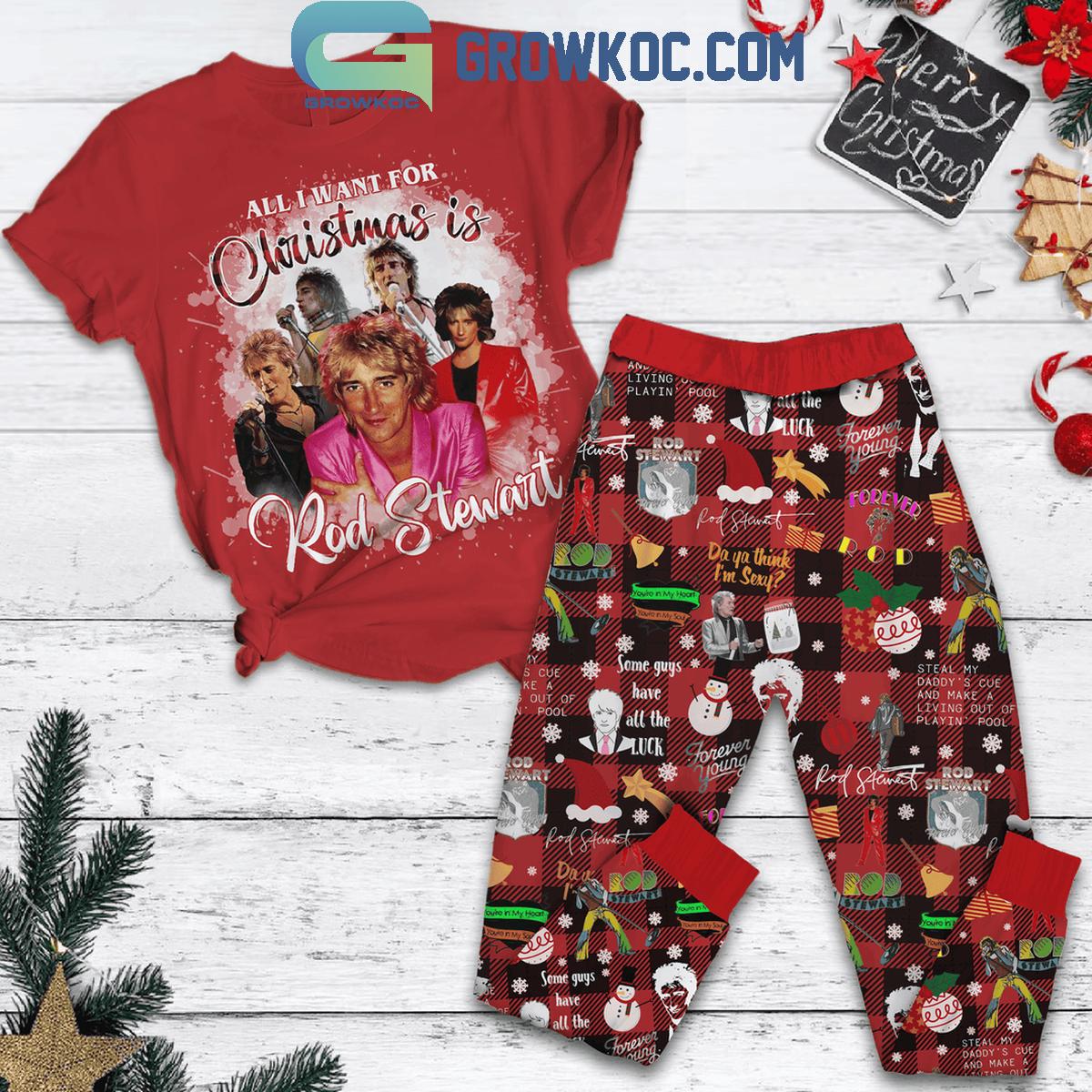 Rod Stewart All I Want Is Stewart Christmas Fleece Pajamas Set 1 VFuIU