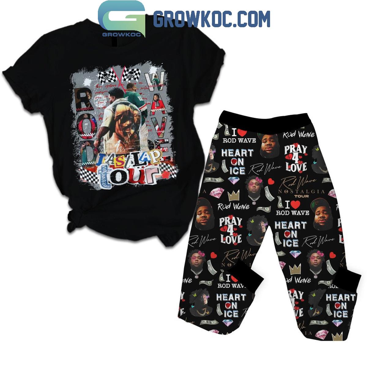Rod Wave Heart On Ice The Last Lap Tour Fleece Pajamas Set 1 b1ICU