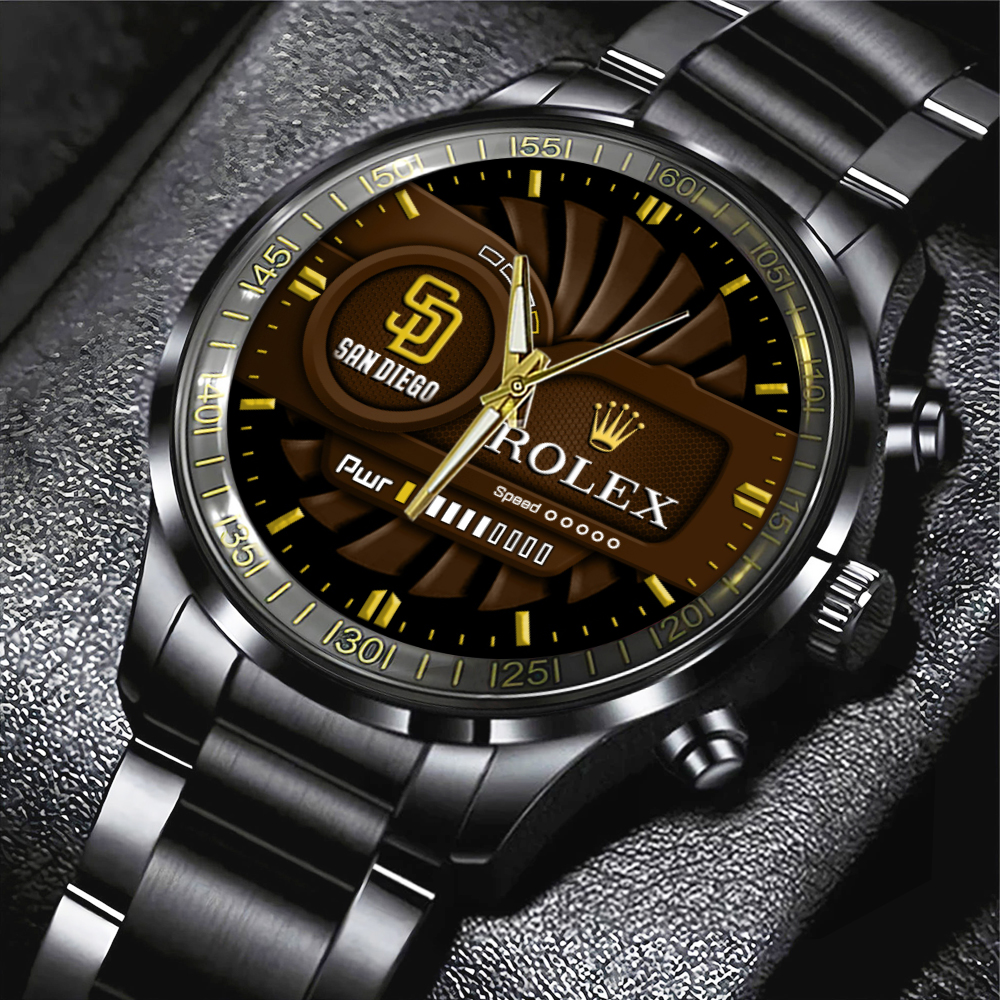 San Diego Padres Black Stainless Steel Watch MAITM13445