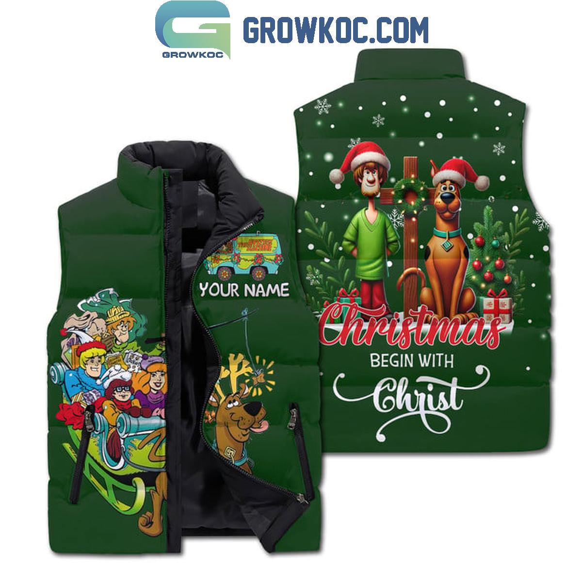 Scooby Doo Christmas Begins With Christ Personalized Sleeveless Puffer Jacket 1 ZWQOz