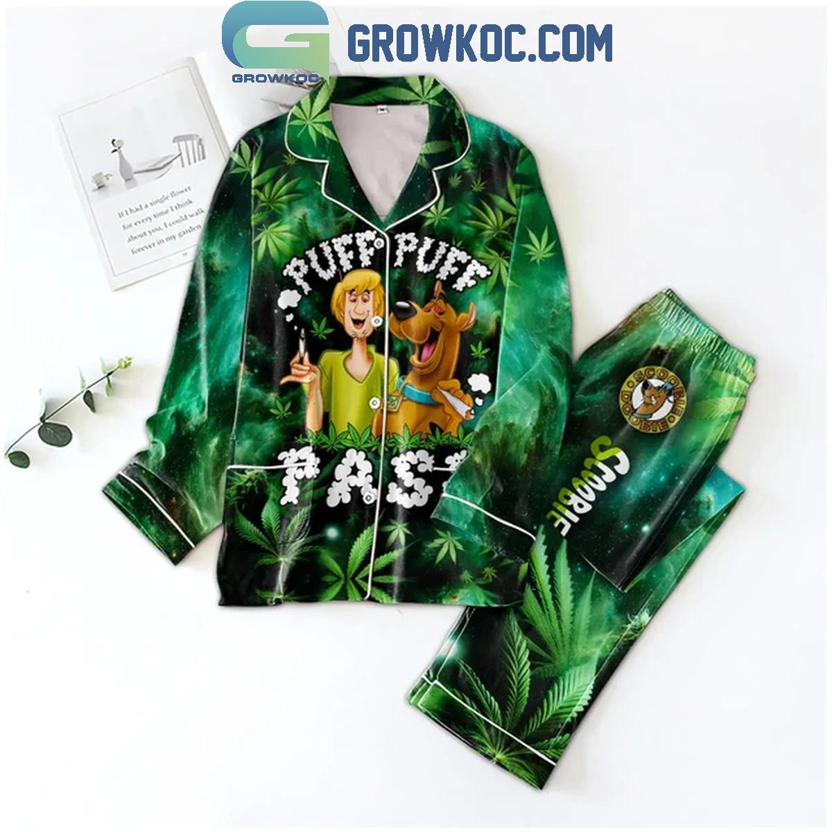 Scooby Doo Puff Puff Pass Cannabis Polyester Pajamas Set 1 TTleU