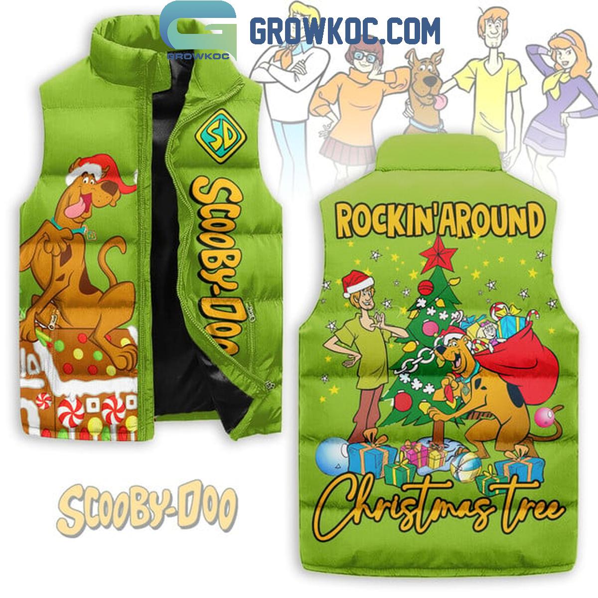 Scooby Doo Rocking Around Christmas Tree Sleeveless Puffer Jacket 1 RJEYv