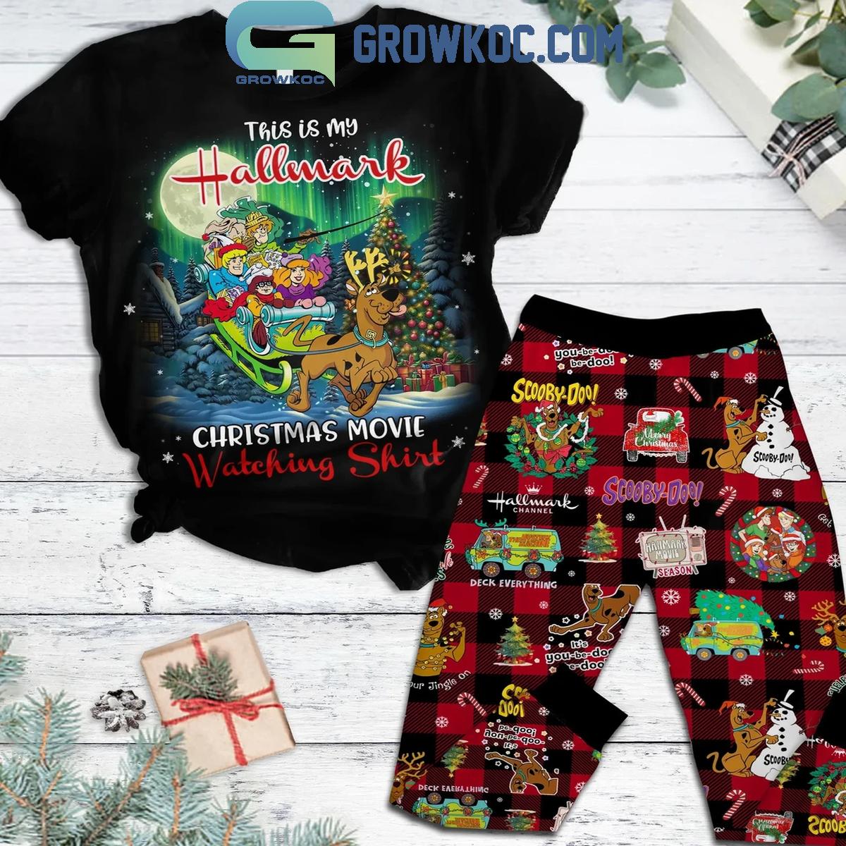 Scooby Doo This Is My Hallmark Christmas Movie Watching 2024 Fleece Pajamas Set 1 FmwAZ