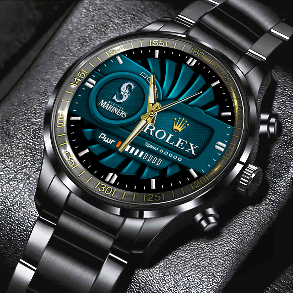 Seattle Mariners Black Stainless Steel Watch MAITM13447