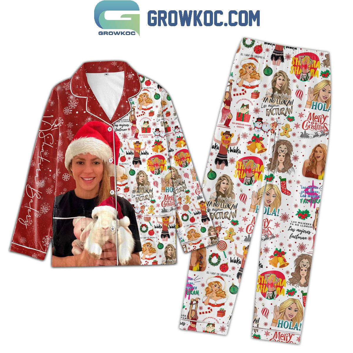 Shakira Merry Christmas Waka Waka Hips Dont Lie Polyester Pajamas Set 1 tSVyu