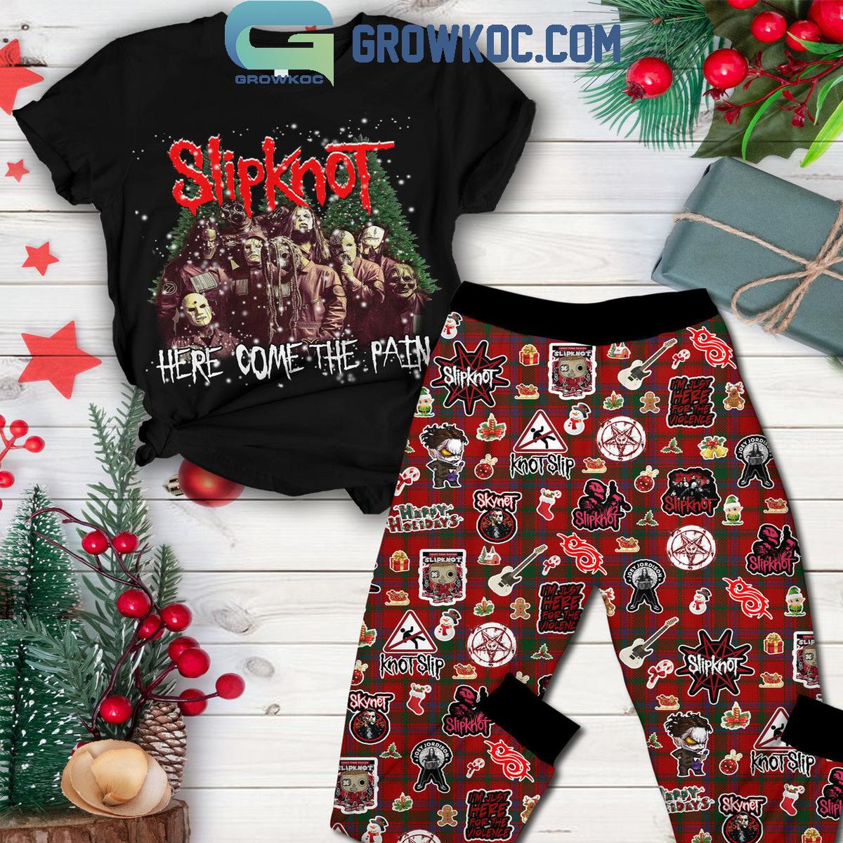 Slipknot Here Come The Pain Christmas Xmas 2024 Fleece Pajamas Set 1 NzDKS