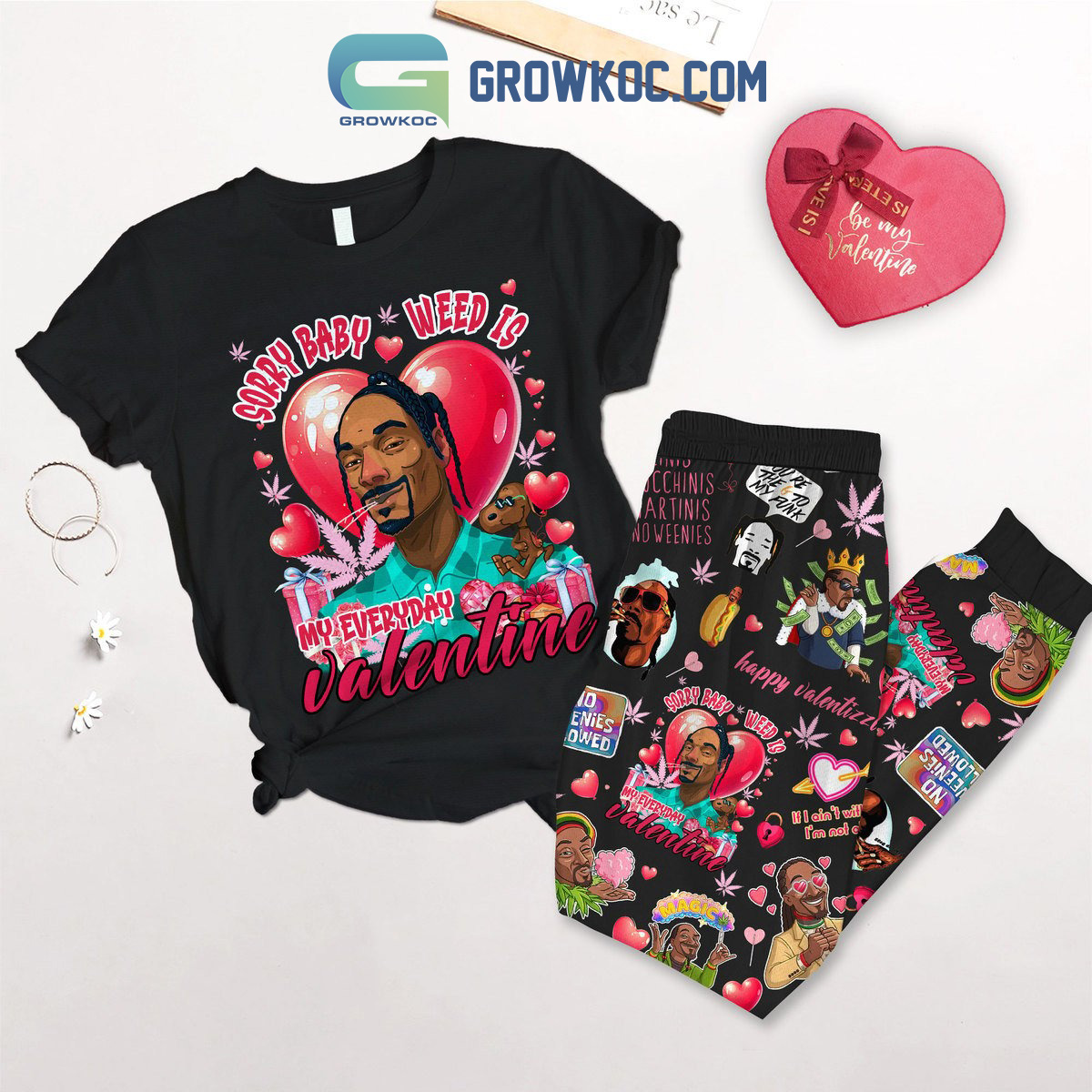 Snoop Dogg Happy Valentine Fleece Pajamas Set2B1 sypU5