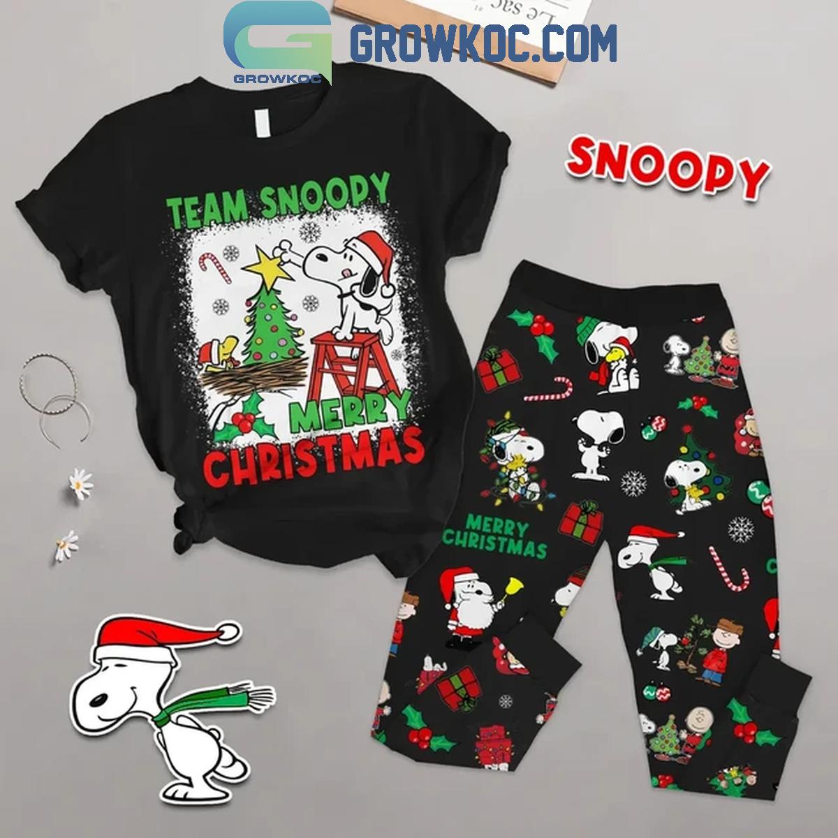 Snoopy Merry Christmas Team Snoopy Fleece Pajamas Set 1 wTlQo