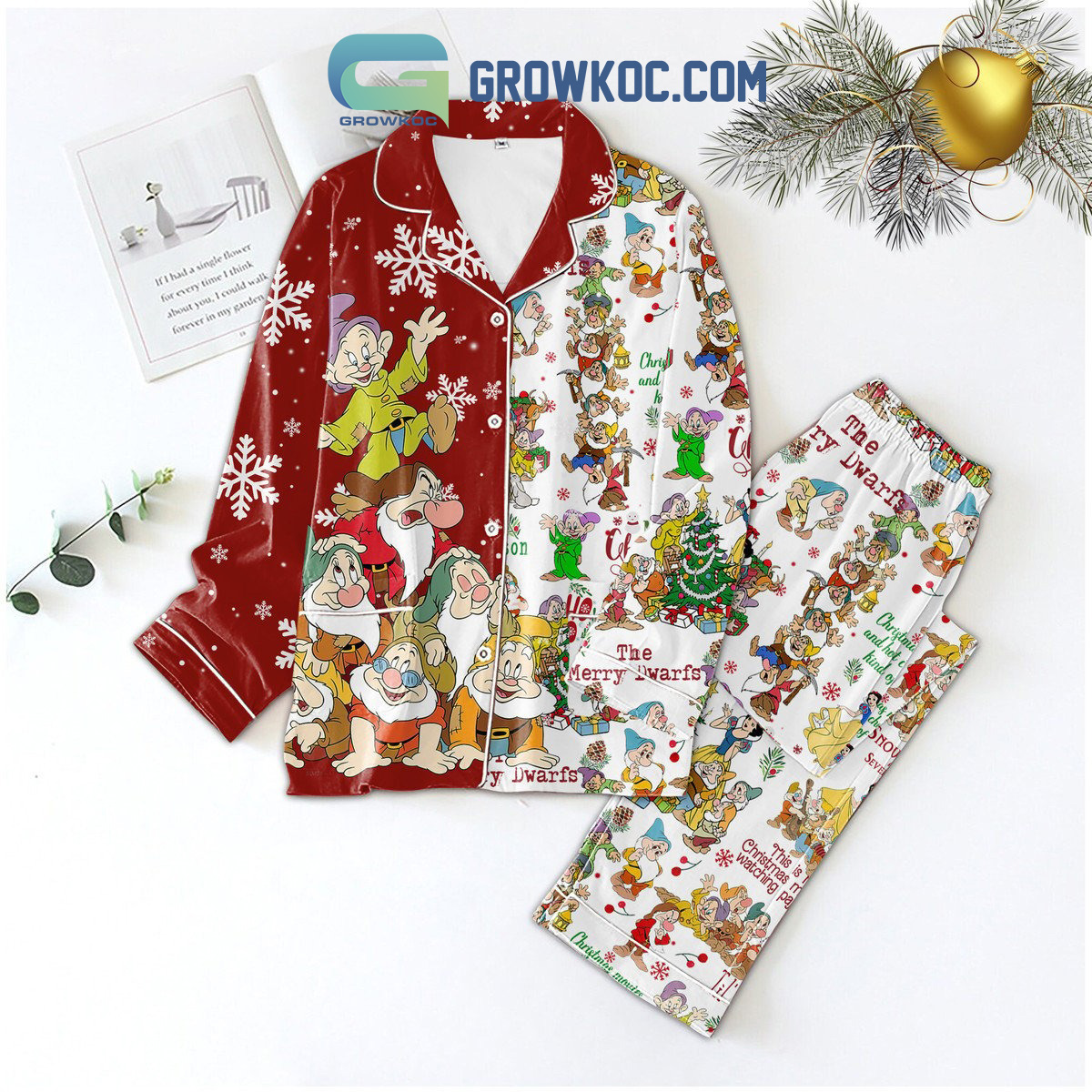 Snow White And The Seven Dwarfs Merry Christmas Pajamas Set2B1 QlFSr