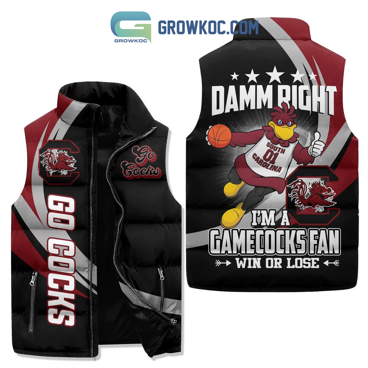 South Carolina Gamecocks Fan Win Or Lose Sleeveless Puffer Jacket2B1 F3r2k